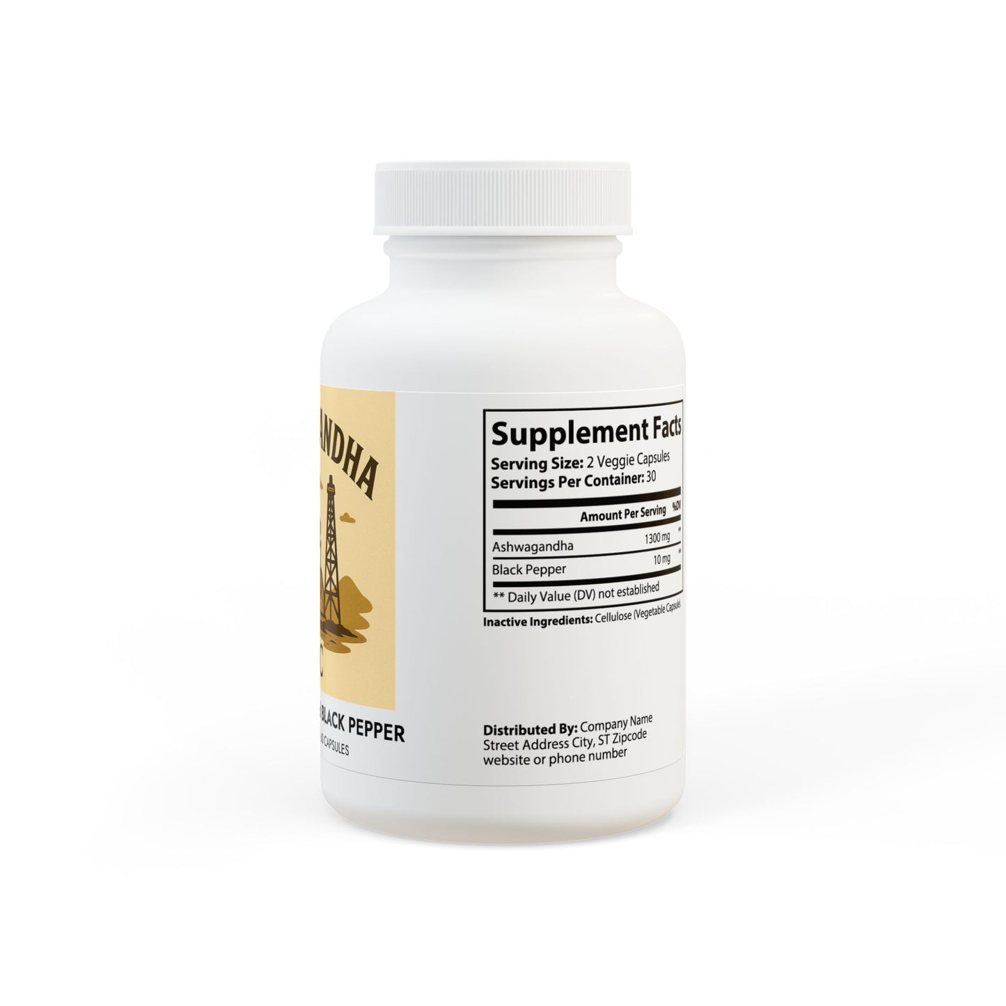 Ashwagandha and Black Pepper Supplement (60 capsules)
