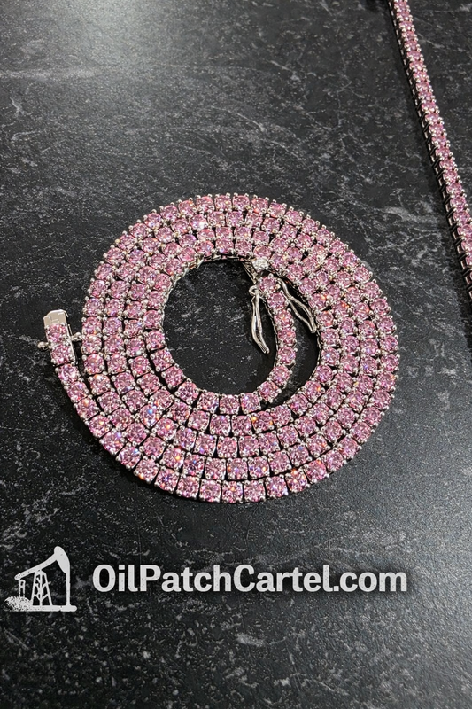 3MM Pink Moissanite Tennis Chain